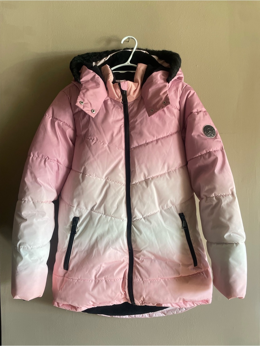 Justice Pink Ombre Hooded Puffer Winter Coat – Girls Size 16/18 XL EUC